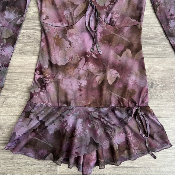 URBAN OUTFITTERS Eva Mesh Romper Small Purple Floral Playsuit Sheer Y2K Festival - Picture 7 of 12